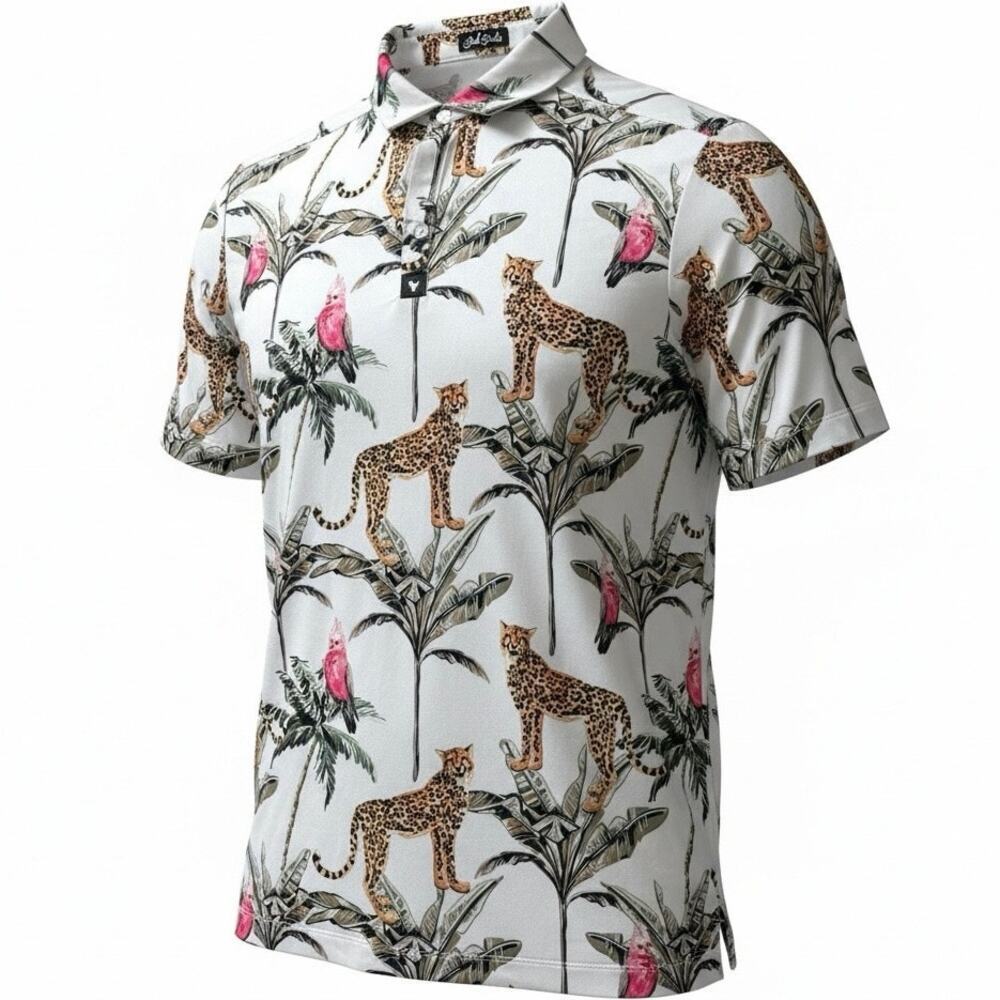 Bad Birdie Wildlife Core Performance Golf Polo Lg UPF 50 4-Way Stretch ( button)